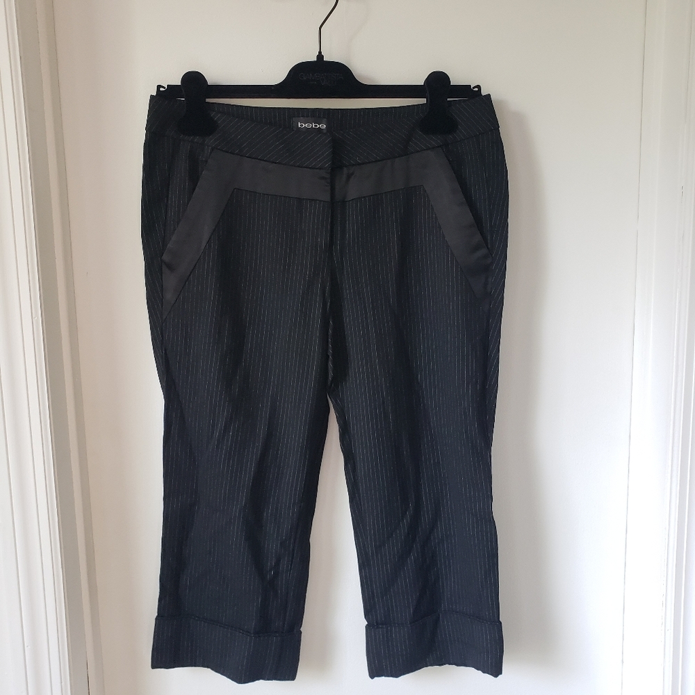 Bebe pinstripe cuffed capri